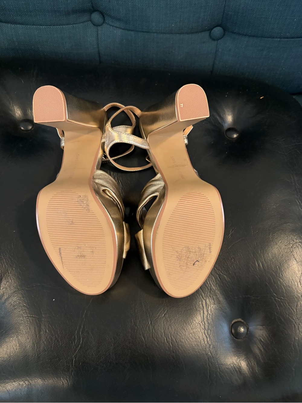 Saks Fifth Avenue Metallic Gold Platform Sandals - Nwob View 3